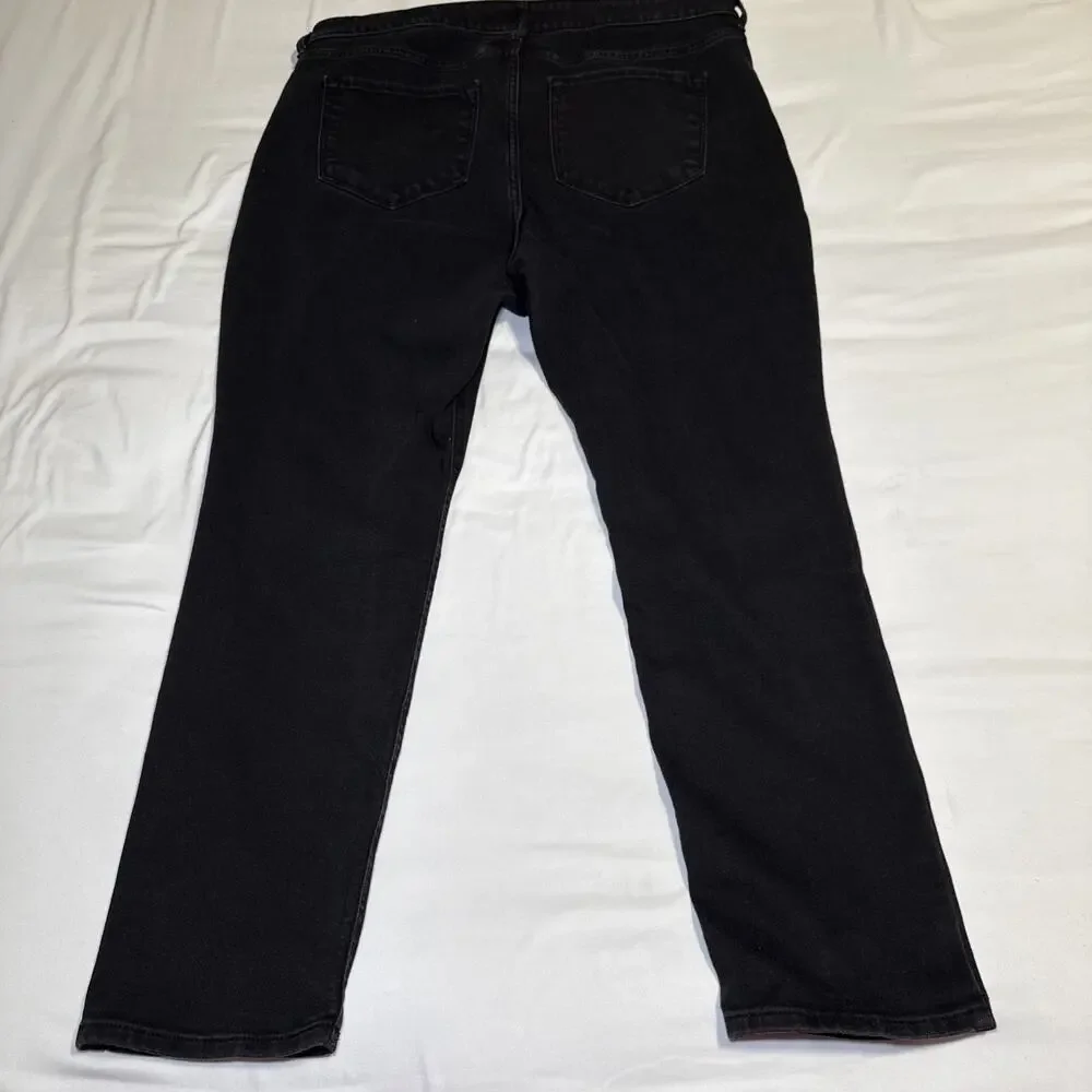 Old Navy Womens 18 Jeans Black Denim High Rise Wow Straight Comfort Stretch EUC - Picture 10 of 11